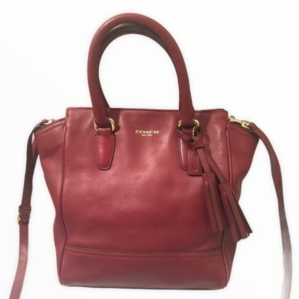 Coach red legacy 2 way crossbody tote bag